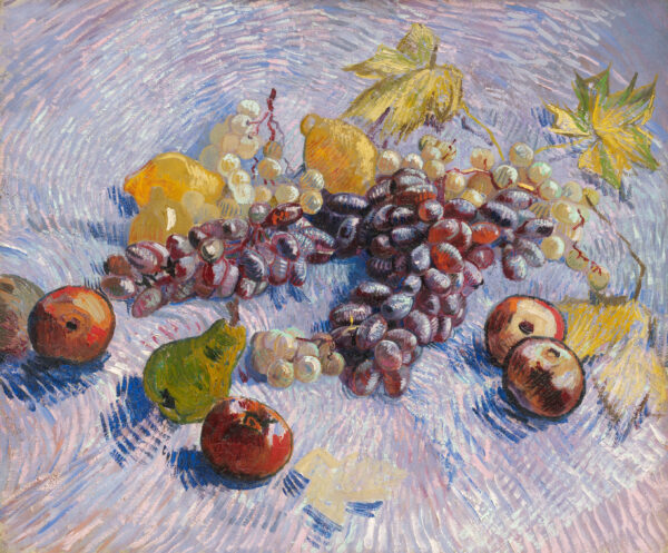 Exploring Vibrancy and Symbolism in “Grapes, Lemons, Pears, and Apples” (1887) by Vincent van Gogh